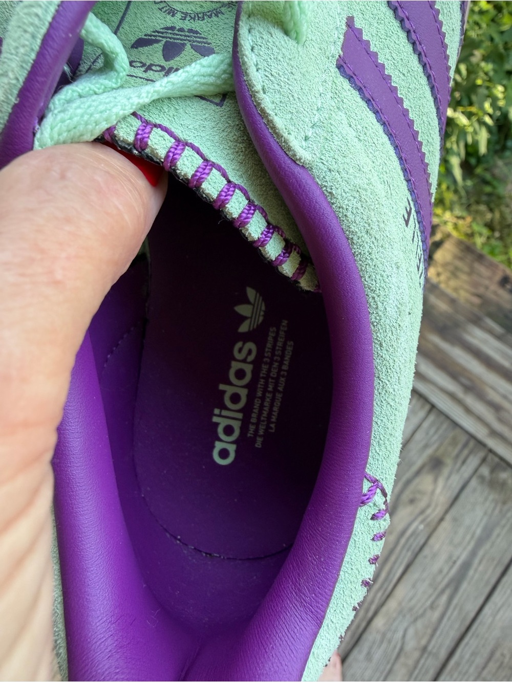adidas Gazelle Women’s Mint Green & Purple Suede Sneakers - Picture 6 of 11